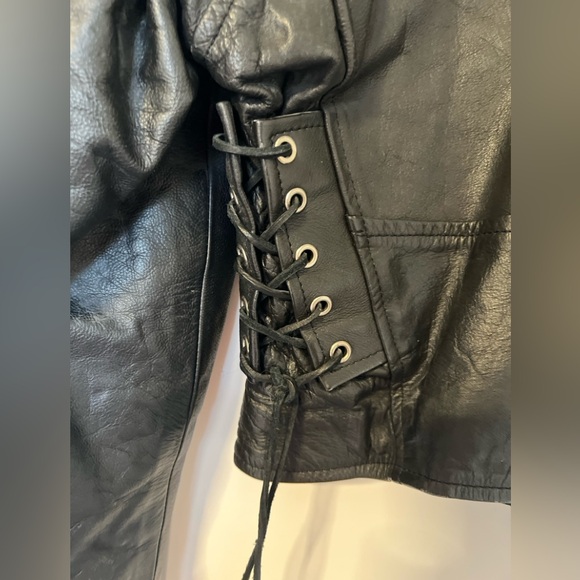 348. Vintage L.A. Roxx Leather Motorcycle Jacket Size XL - Picture 5 of 10